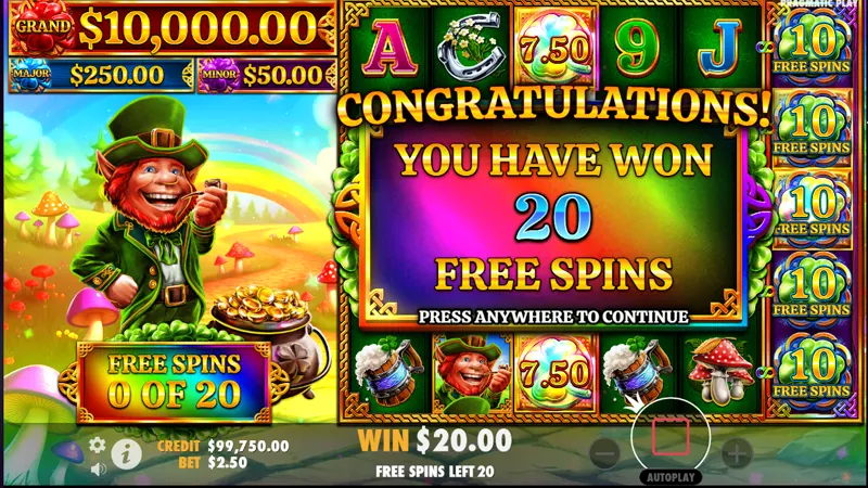 7 Clovers of Fortune free spins feature